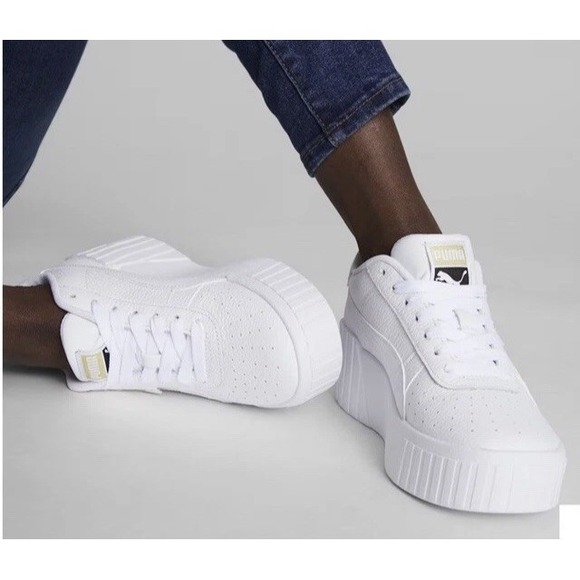 Cali Wedge Women Puma Cali Wedge 373438-01 Sneaker Women\'s White Leather Platform‎ Shoes Size 9.5
